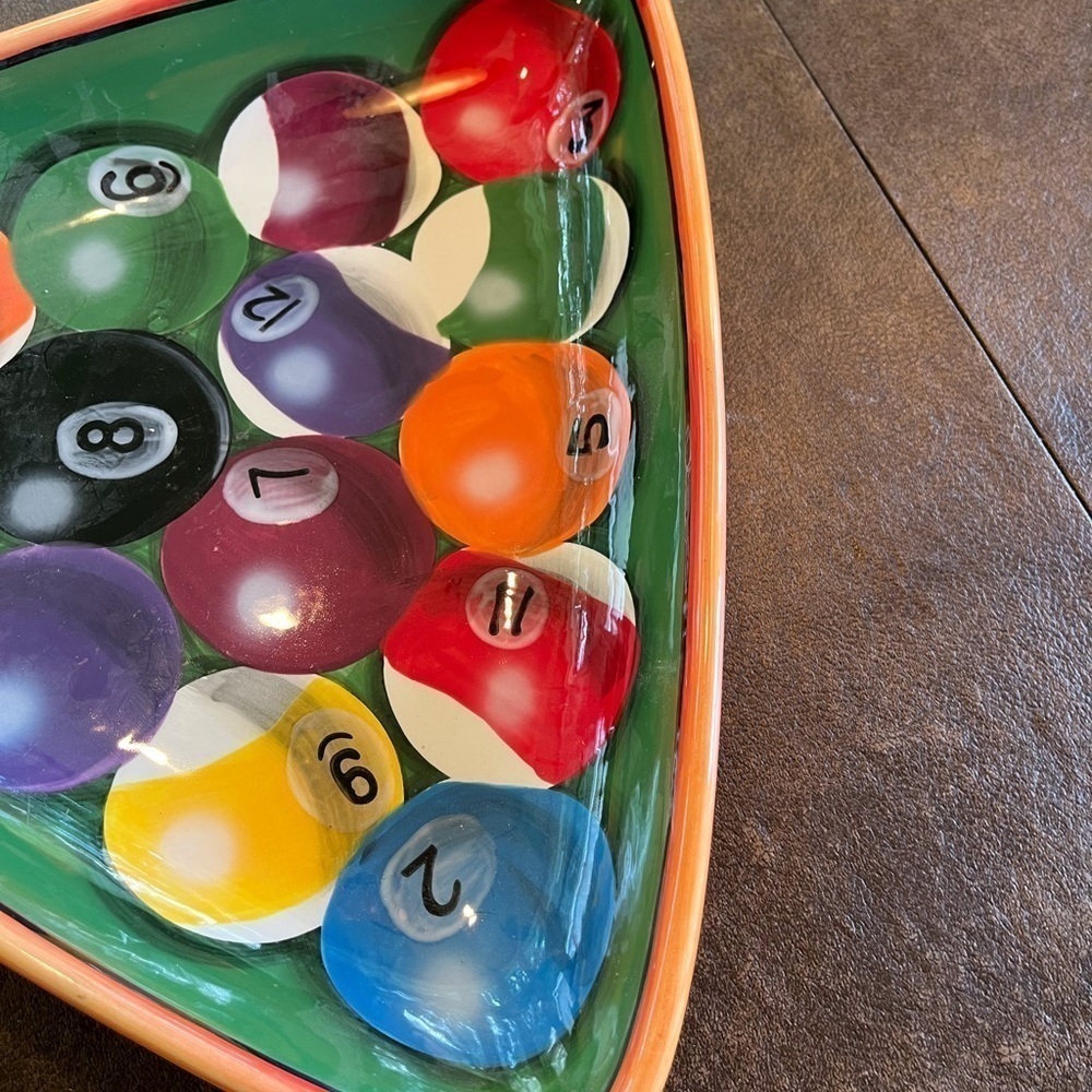 Clay Art Rack ‘Em Up Pool Ball Serving Platter or Room Decor - Picture 3 of 7